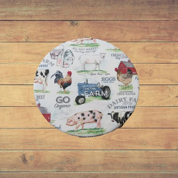 Kitchenaid Bowl Cover, Farm and Yellow With Roses Reversible Mixer Cover - Picture 6 of 6